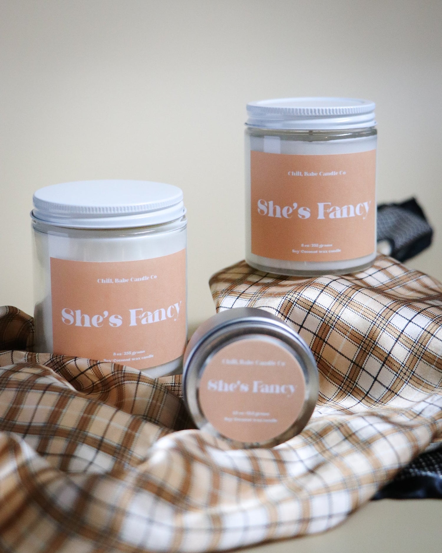 She’s Fancy Candle | Amber + Driftwood sizes