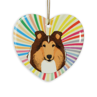 Sheltie Ceramic Heart Ornament