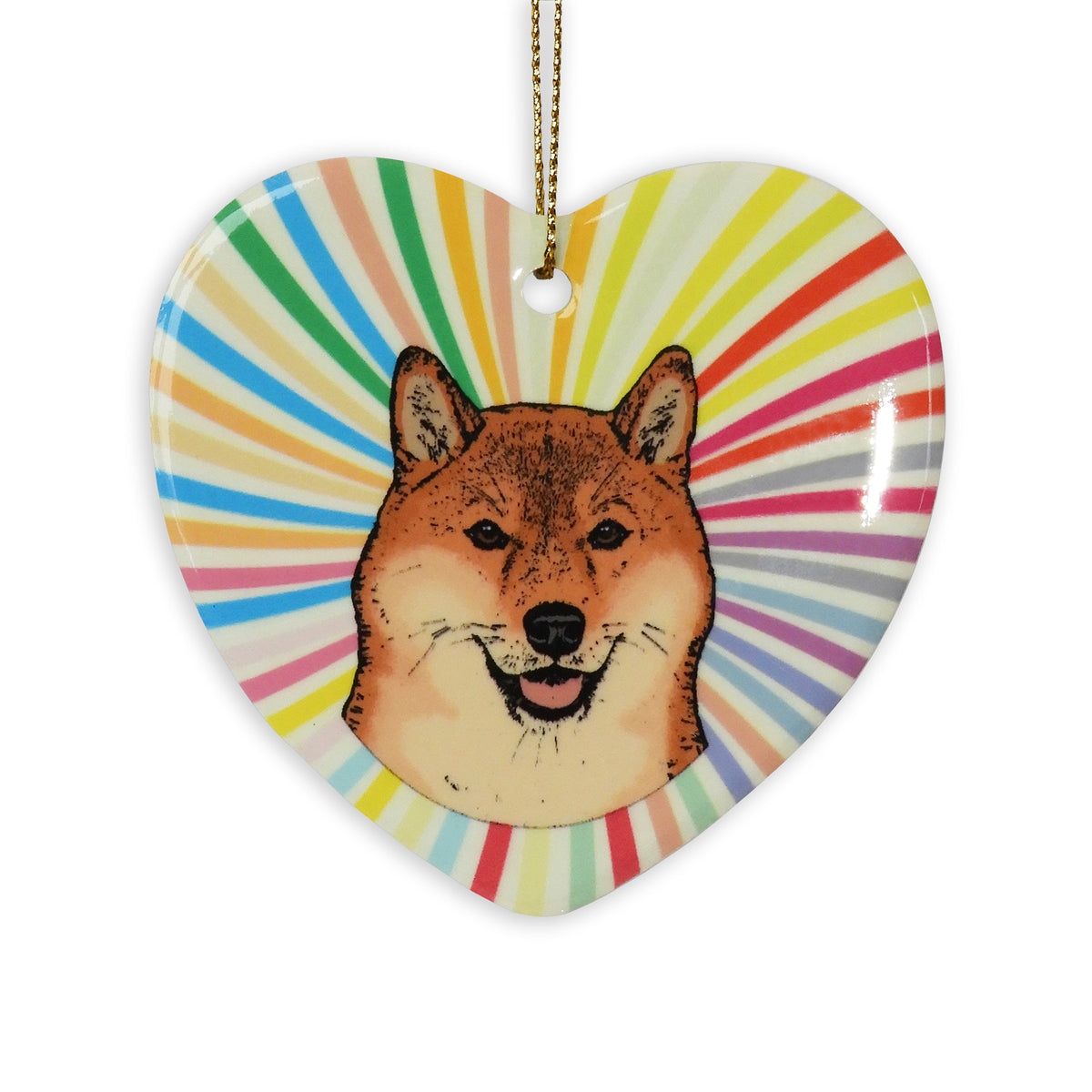 Shiba Inu Ceramic Heart Ornament
