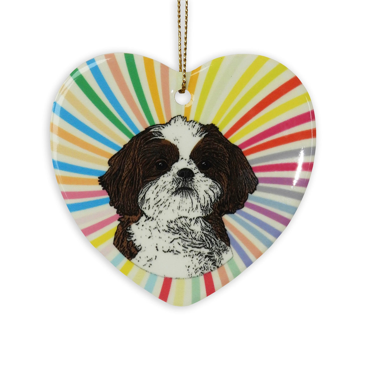 Shih Tzu Dark Ceramic Heart Ornament