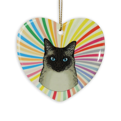 Siamese Ceramic Heart Ornament