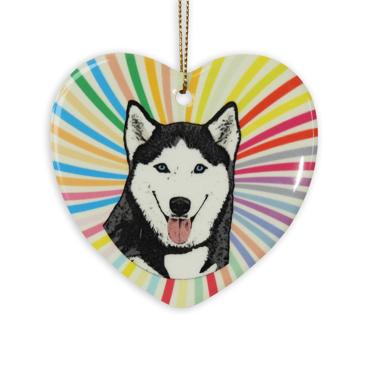 Siberian Husky Ceramic Hearto Ornament