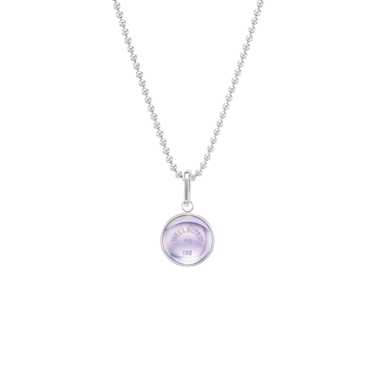 Silver Domed Lavender Quartz Wellbutrin Pendant