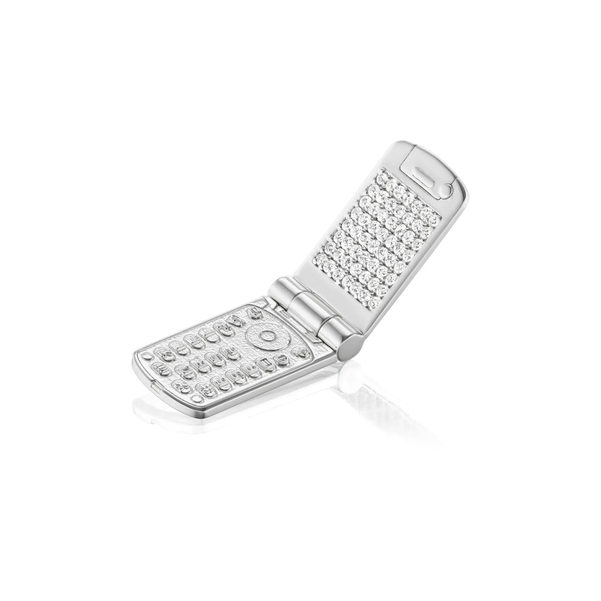 Silver Flip Phone Pendant