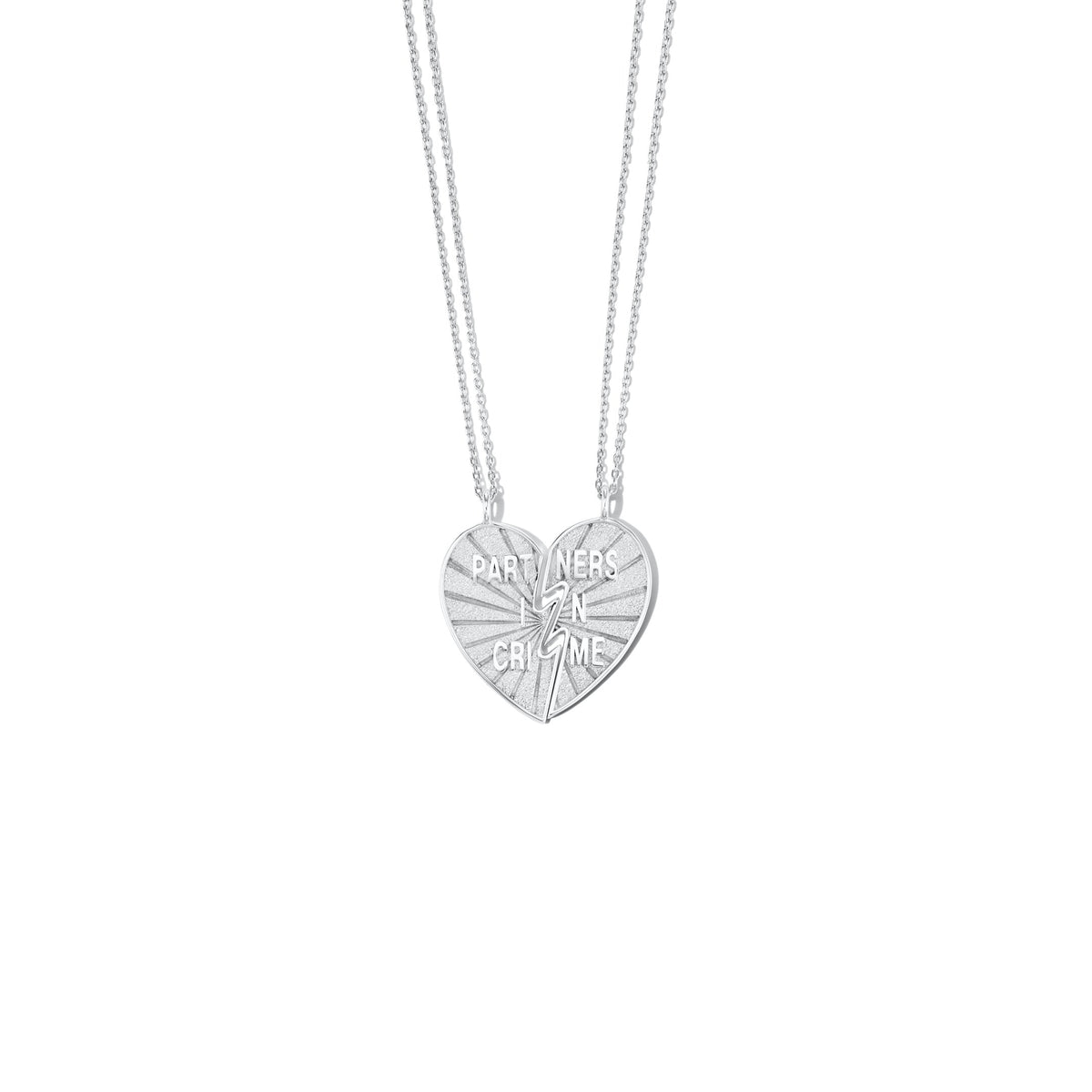 Silver Broken Heart Necklace Set - &
