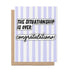 The Situationship is Over Funny Breakup Card — retro stripes with the hand lettered greeting the situationship is over congratulations, 4.25 x 5.5 in folded card, by MangoIllustrated