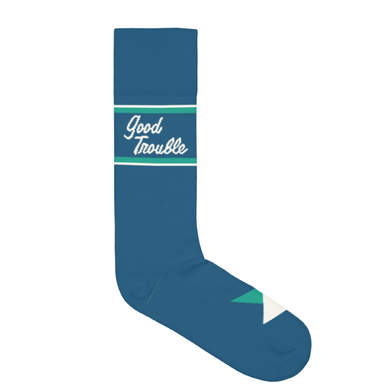 Democracy Forward "Good Trouble" Blue Crew Sock