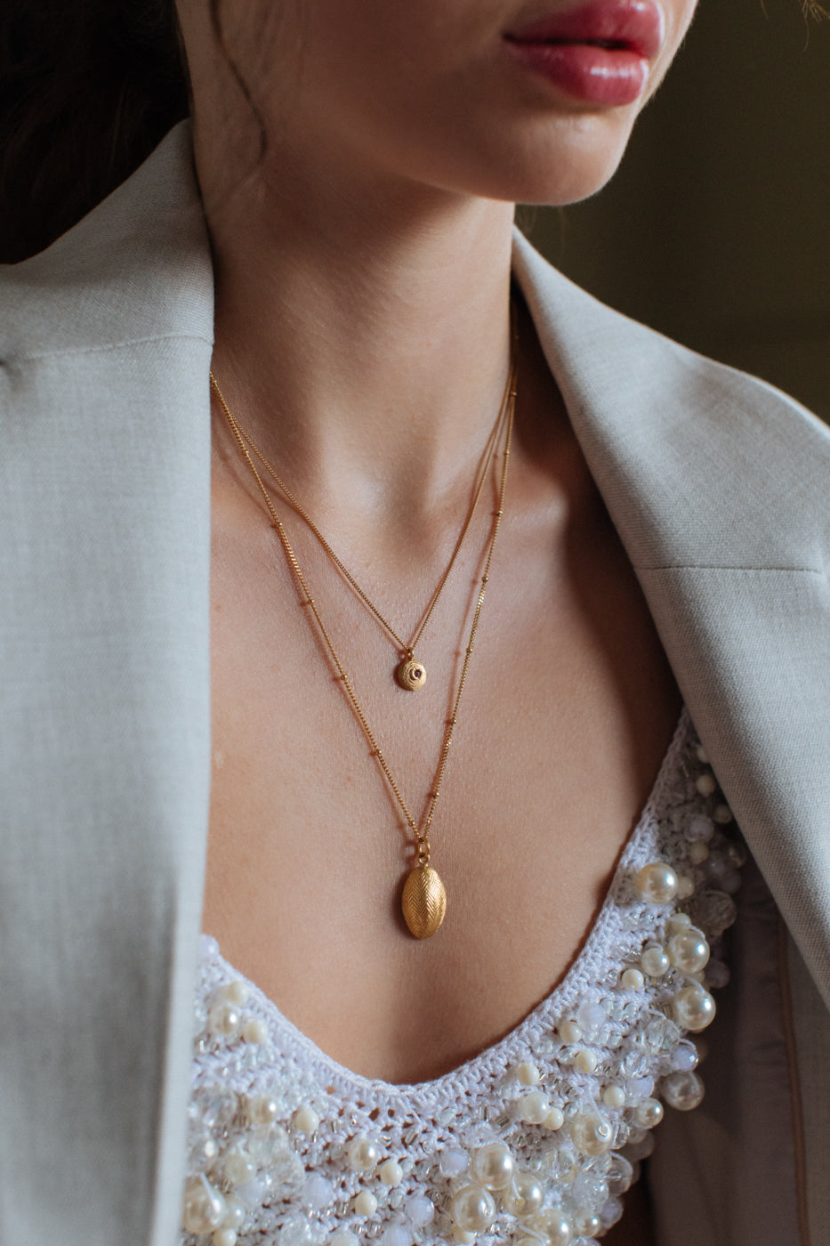 Rose &amp; Ruby Reversible Pendant Gold Necklace