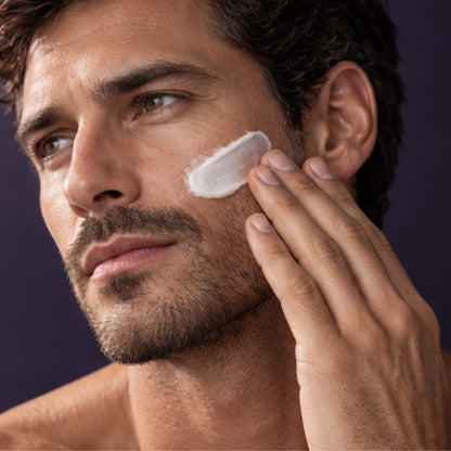 Sovereign Strength is a high-performance daily face moisturizer for men over 40 designed to deeply hydrate, strengthen the skin barrier and improve the look of rough texture, dull tone and loss of firmness.