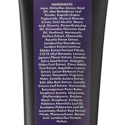 Eonian Skincare sovereign  hydrating Aftershave skin balm back of the container showing all the ingredients.