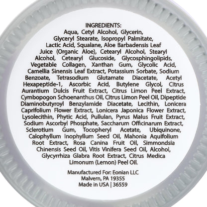 Eonian Skincare bottom of the container ingredient list for sovereign strength cream for men over 40 years old