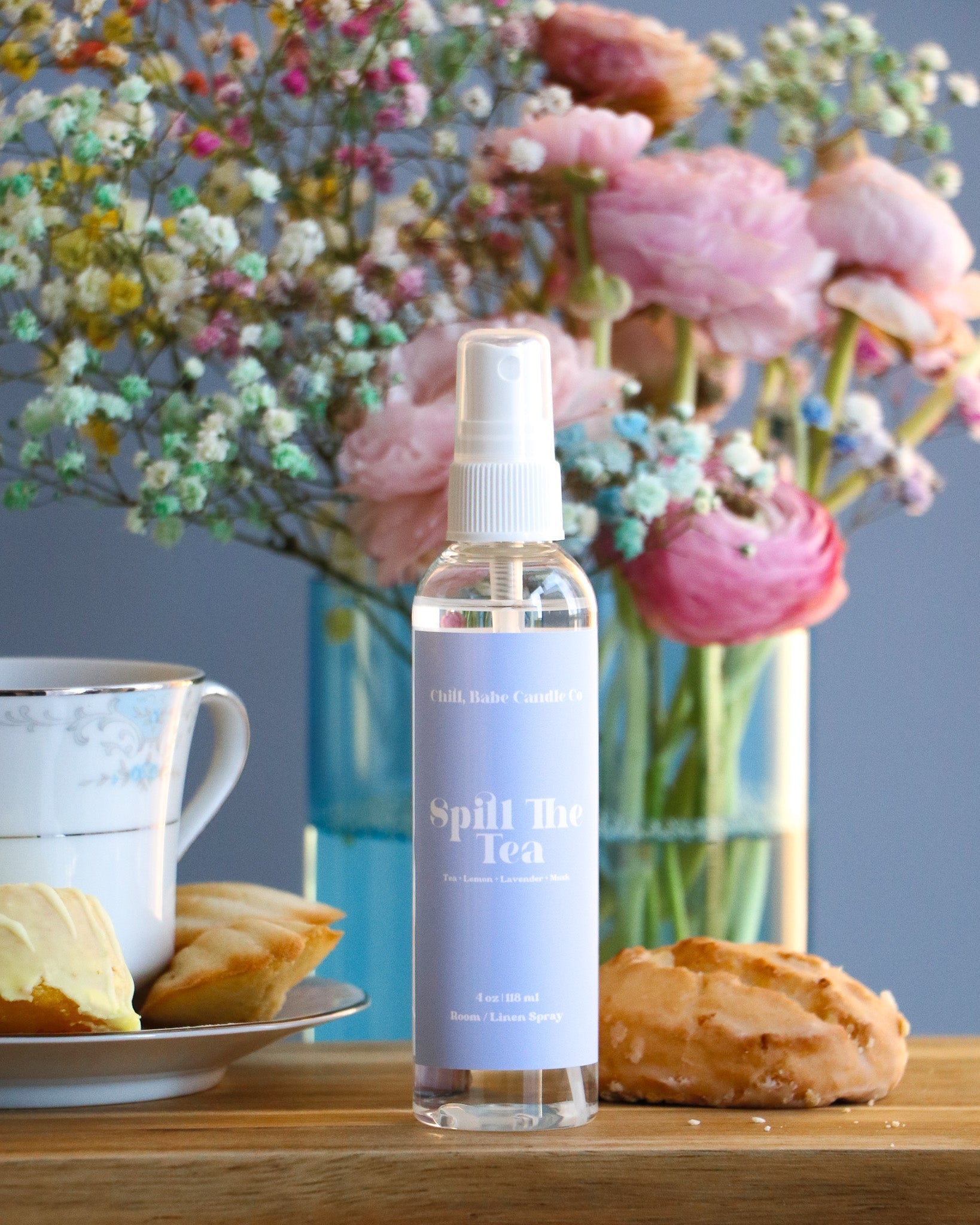 Spill The Tea Room &amp; Linen Spray | Black Tea + Lemon + Lavender + Musk