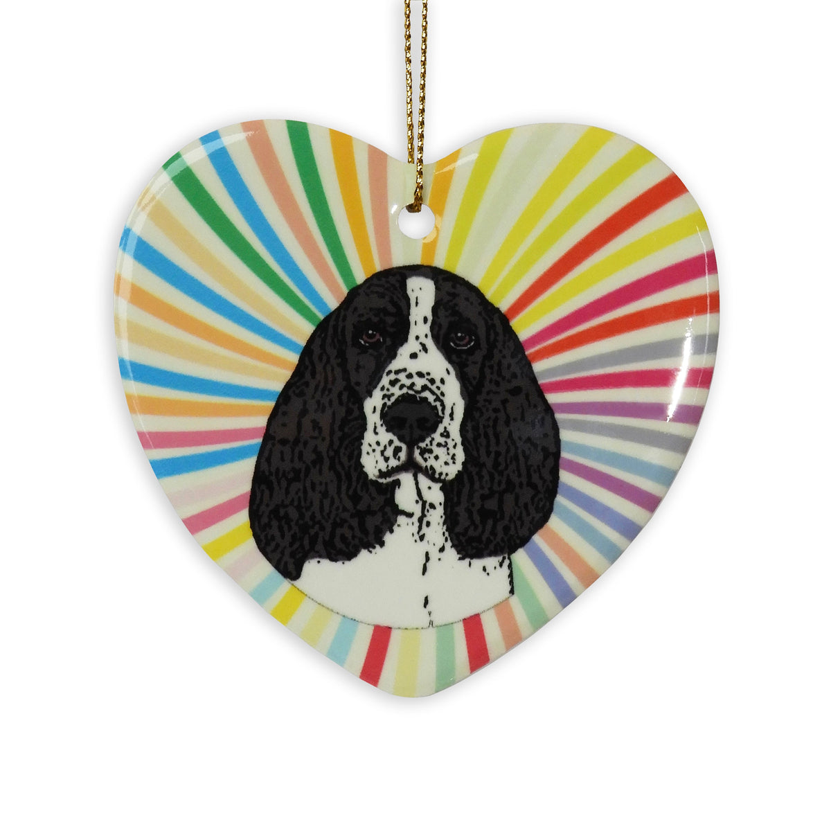 Springer Spaniel Ceramic Heart Ornament