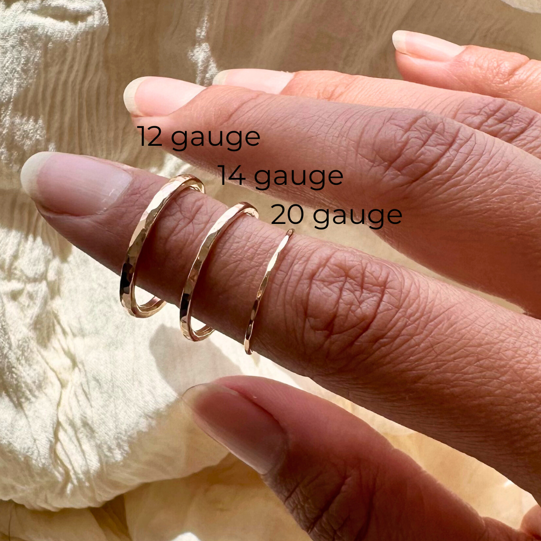 Silver Hammered Stacking Ring - Heavy Weight