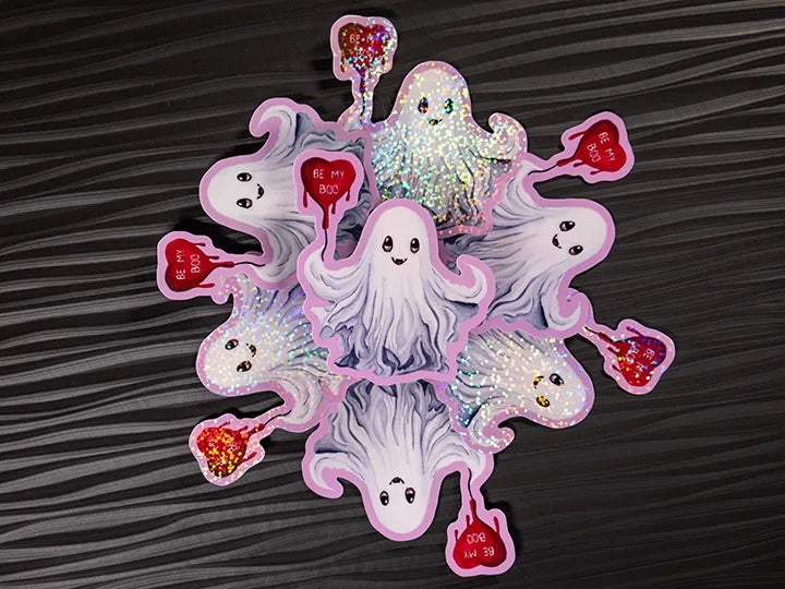 Ghost Sticker, Be My Boo Balloon, Spooky Laptop Decal