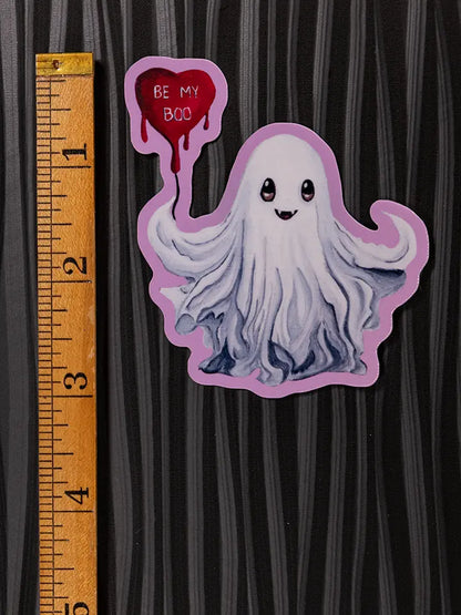 Ghost Sticker, Be My Boo Balloon, Spooky Laptop Decal