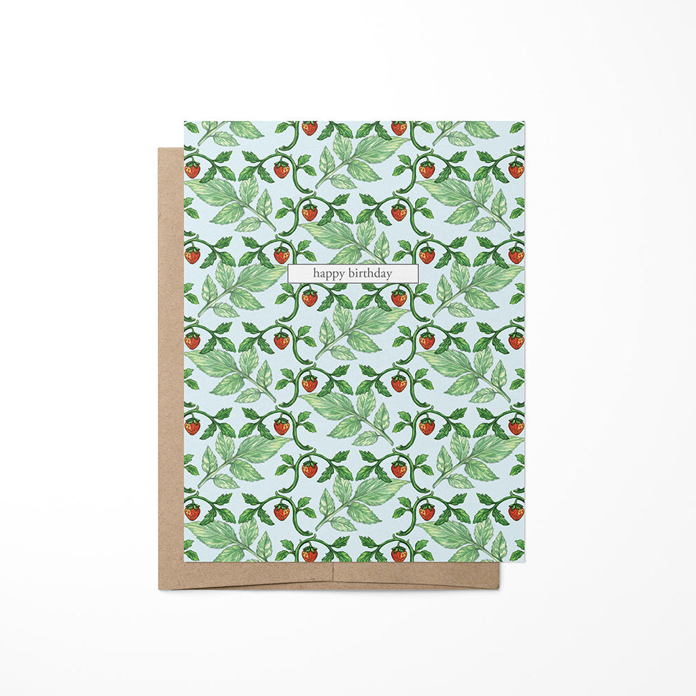 strawberry pattern birthday greeting card