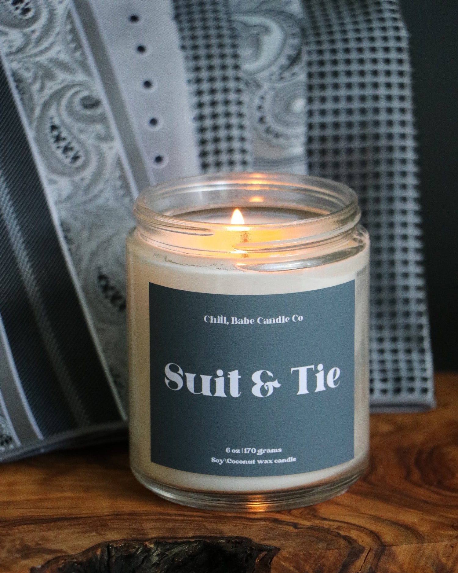 Suit &amp; Tie Candle | Saffron + Cedarwood + Violet + Smoke