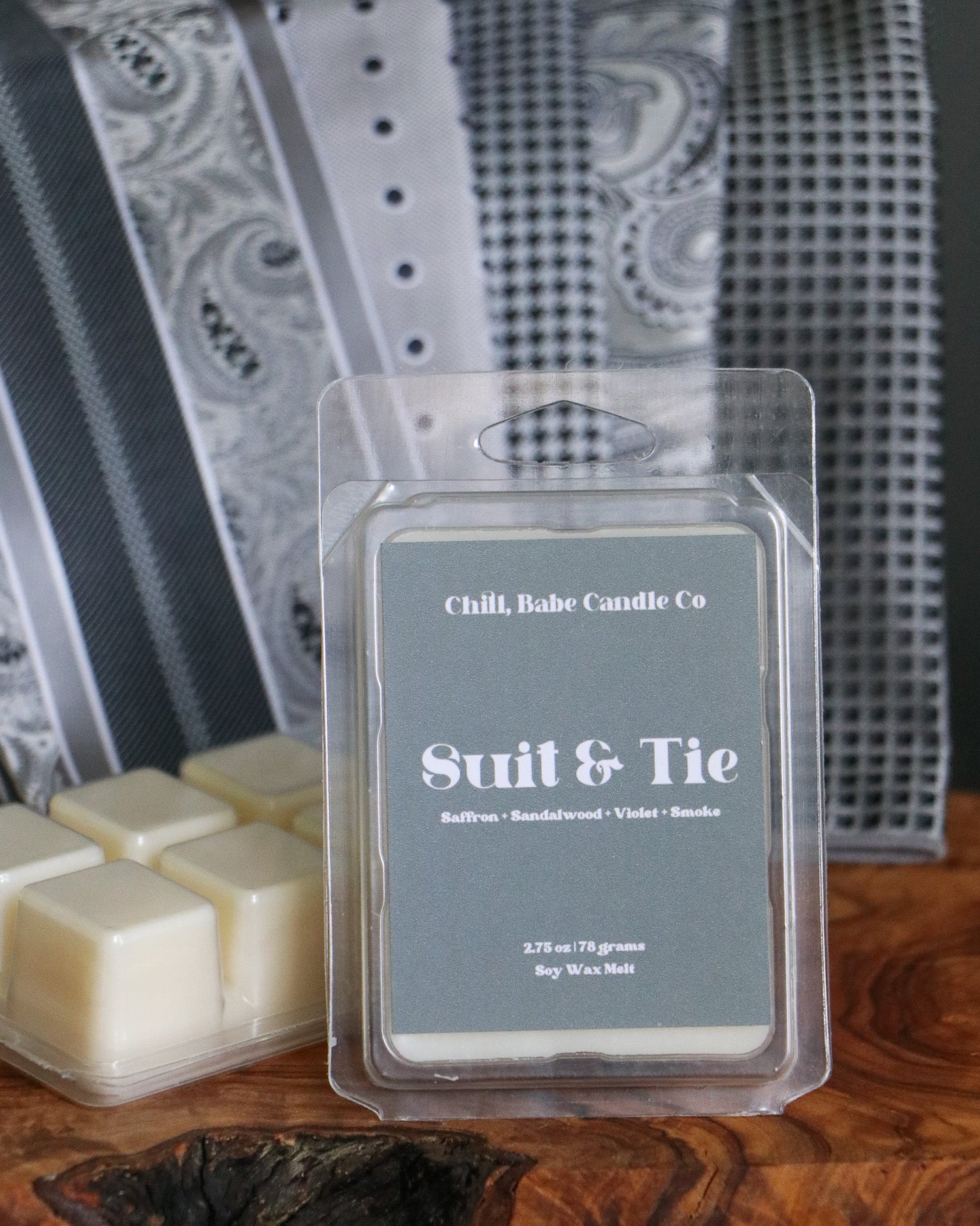 Suit &amp; Tie Wax Melt | Saffron + Cedarwood + Violet + Smoke