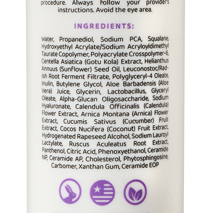 Eonian Skincare Sensitive Recovery Cream back of the pump with ingredients. 