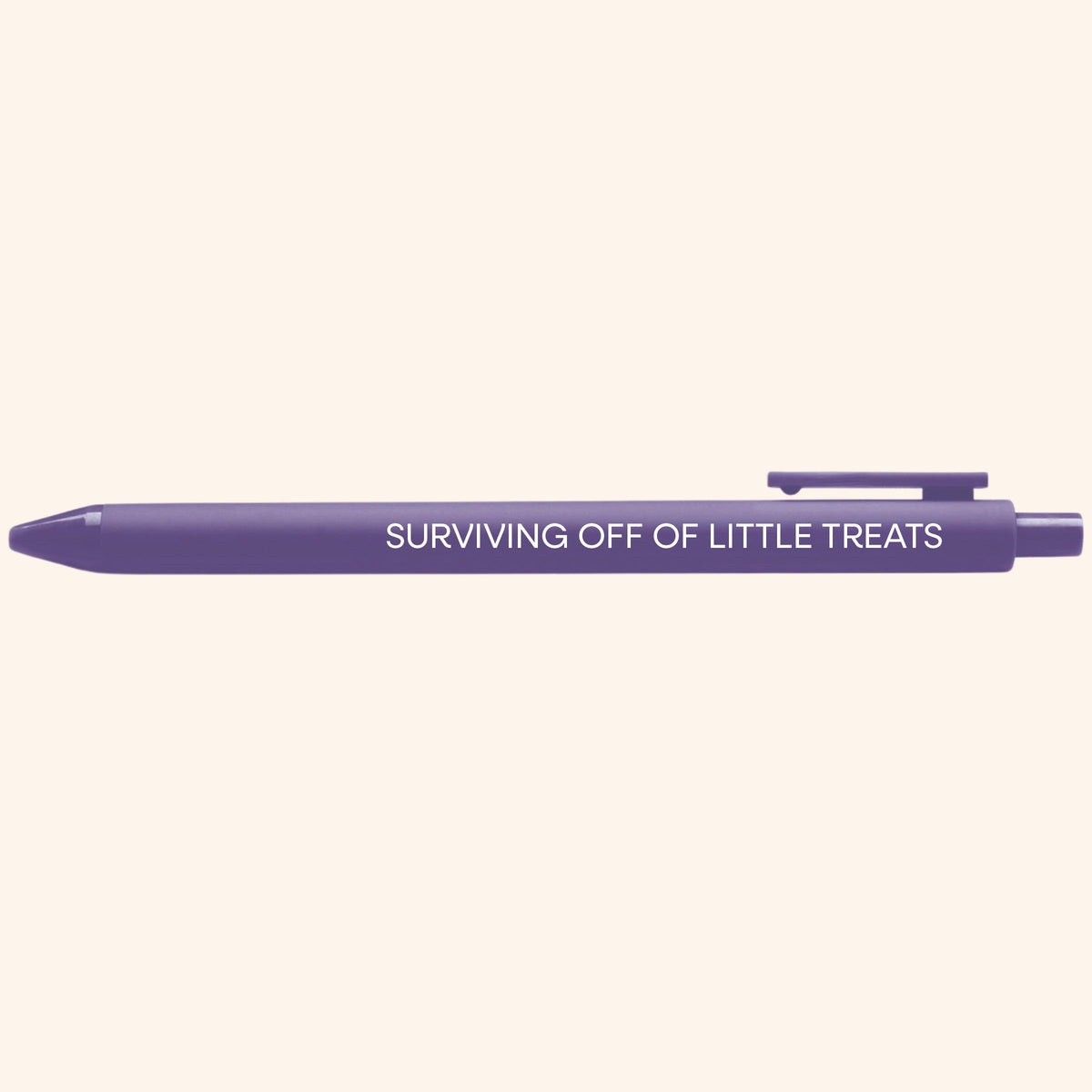 Surviving Off of Little Treats pen detail — illustrated treat yourself gel pen by MangoIllustrated