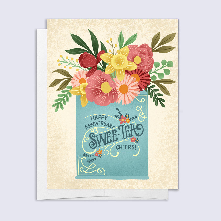 Greeting card with floral design and &