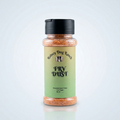 Bottle of Radley Dog Ranch Fry Dust on a light gray background