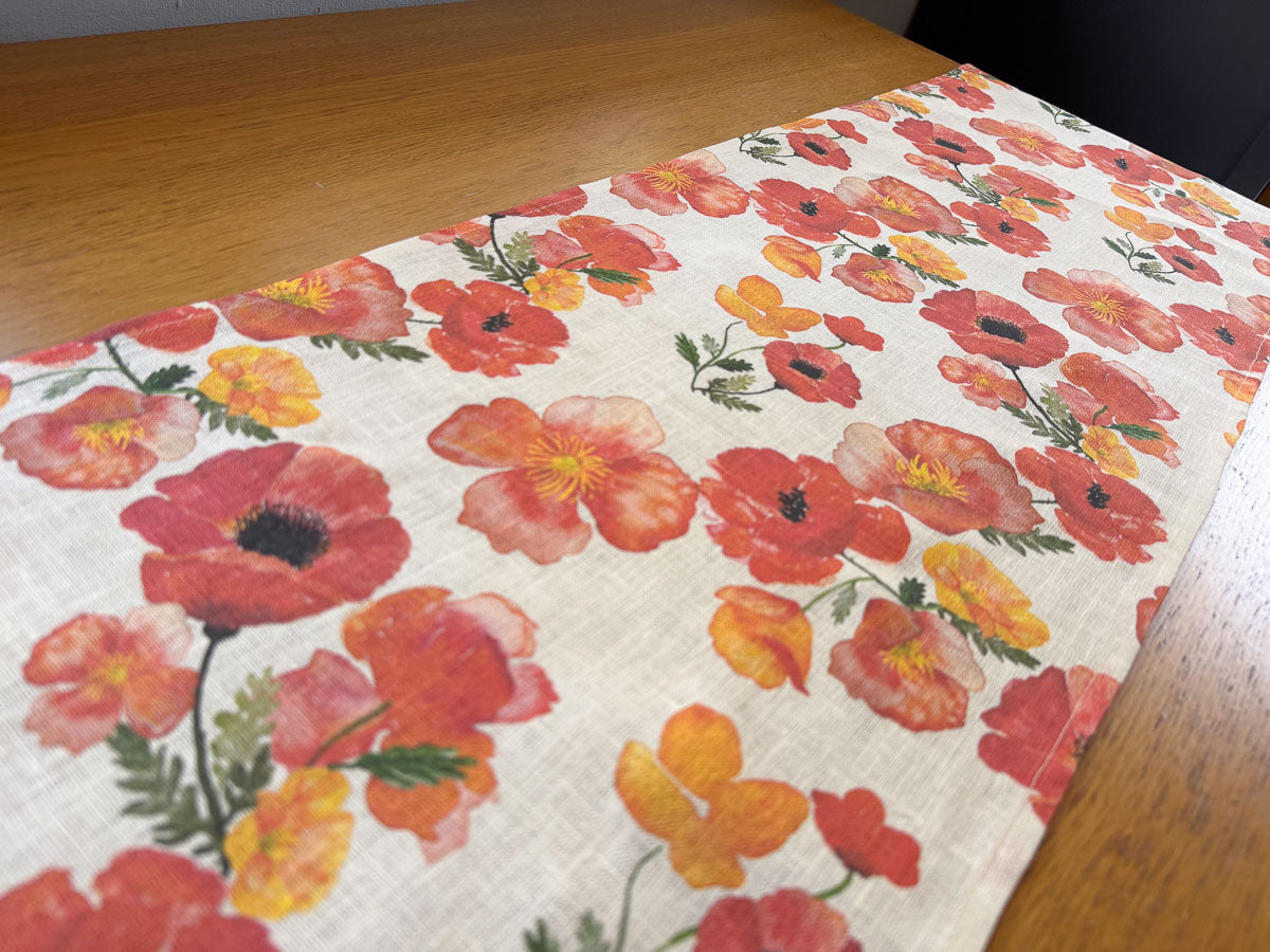 ember poppies european linen table runner