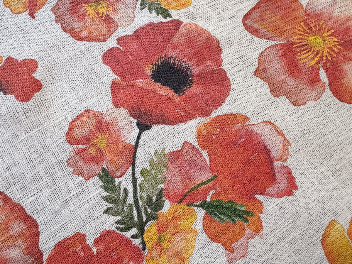 ember poppies european linen table runner