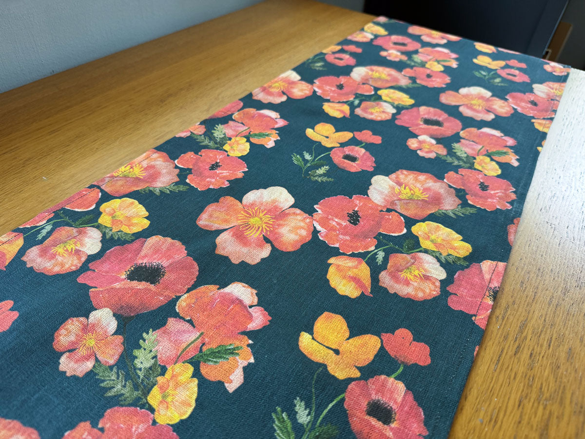 ember poppies european linen table runner