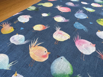 floofy birds european linen table runner