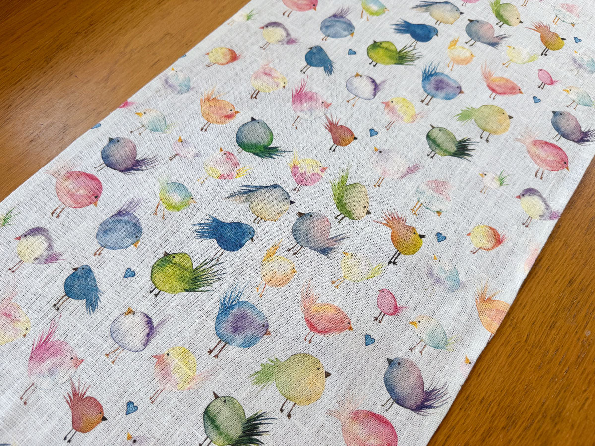 floofy birds european linen table runner