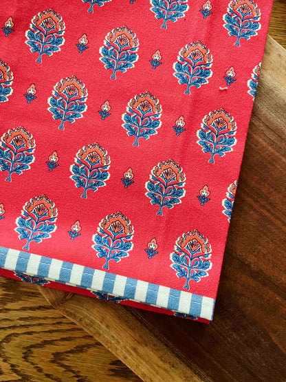 Floral Block Print Tea Towel