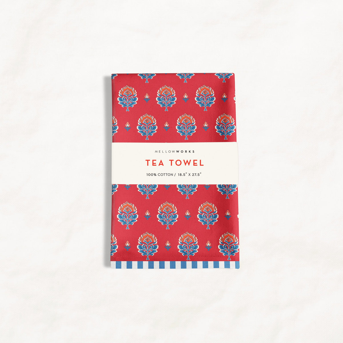 Floral Block Print Tea Towel