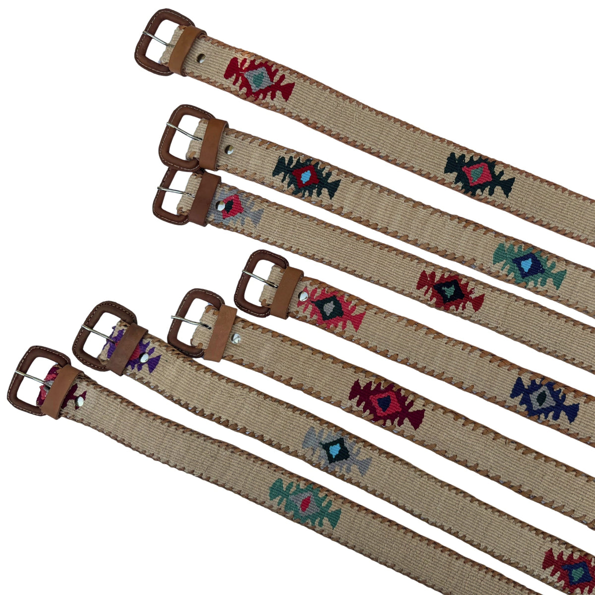 Tan Handwoven Guatemalan Whip-Stitched Belt