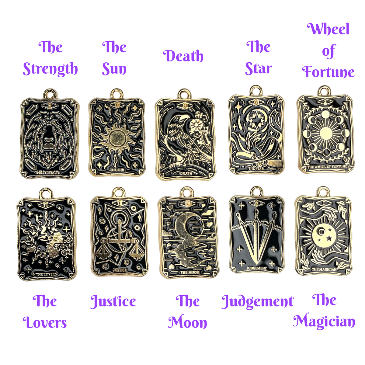 Quartz Pendulum on 10" Gold Moon Chain with Tarot Charm