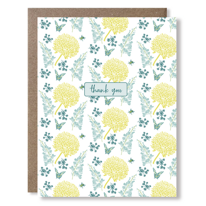 Yellow Floral Thank You Cards 8-Pack