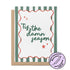 Tis the Damn Season Stripes holiday card badge — retro green stripe illustrated Christmas card by MangoIllustrated