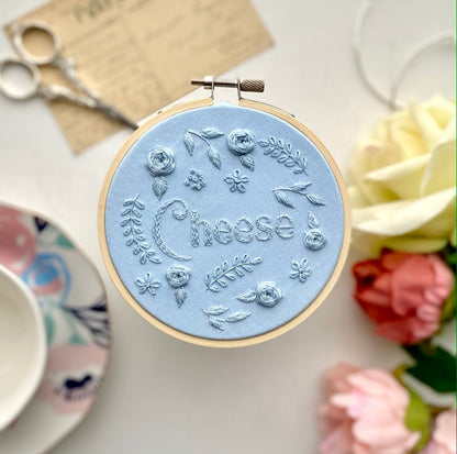 Cheese monochrome embroidery // PDF Pattern Download 4" Hoop