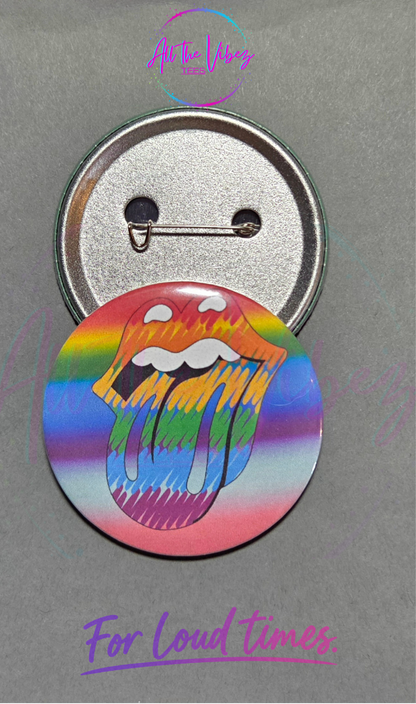 Rainbow Pride Tongue Button | LGBTQ+ Equality Pin