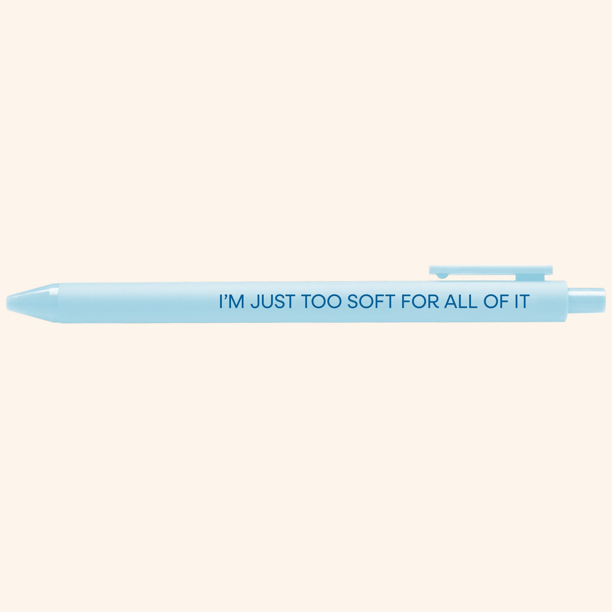 Too Soft For All of It pen detail — illustrated Swiftie era gel pen by MangoIllustrated