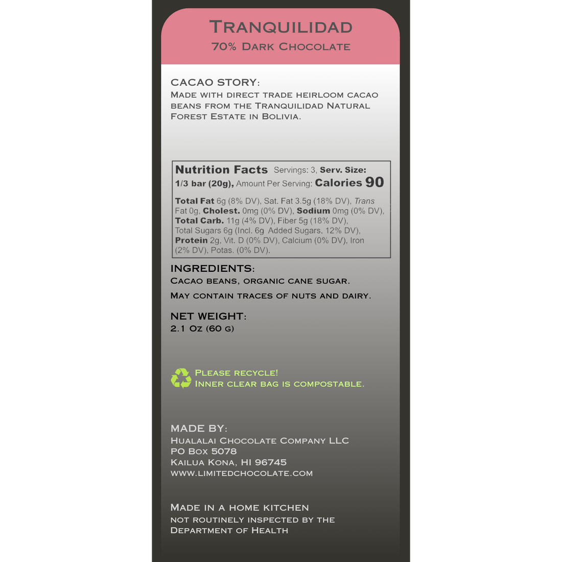 Bolivia Tranquilidad - 70% Dark Chocolate