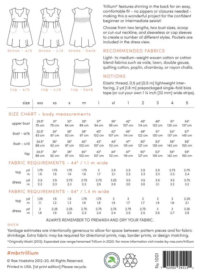 Made By Rae Trillium Dress Pattern (Paper)