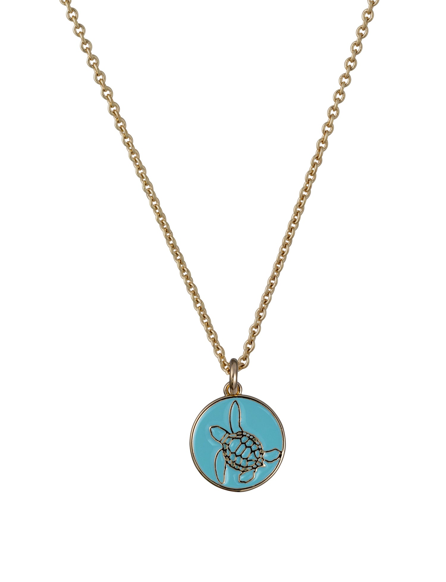 bald head island sea turtle coin necklace navy gold