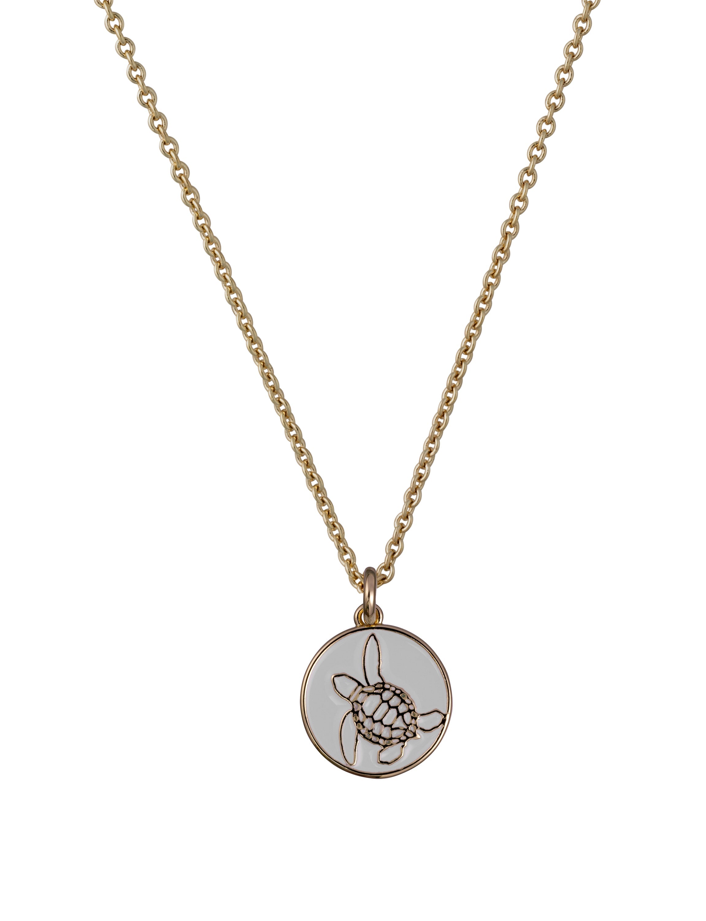 bald head island sea turtle coin necklace cream gold