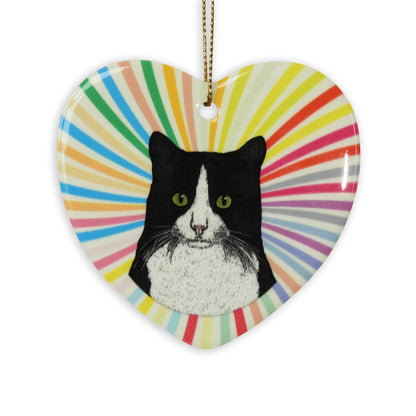 Tuxedo Ceramic Heart Ornament