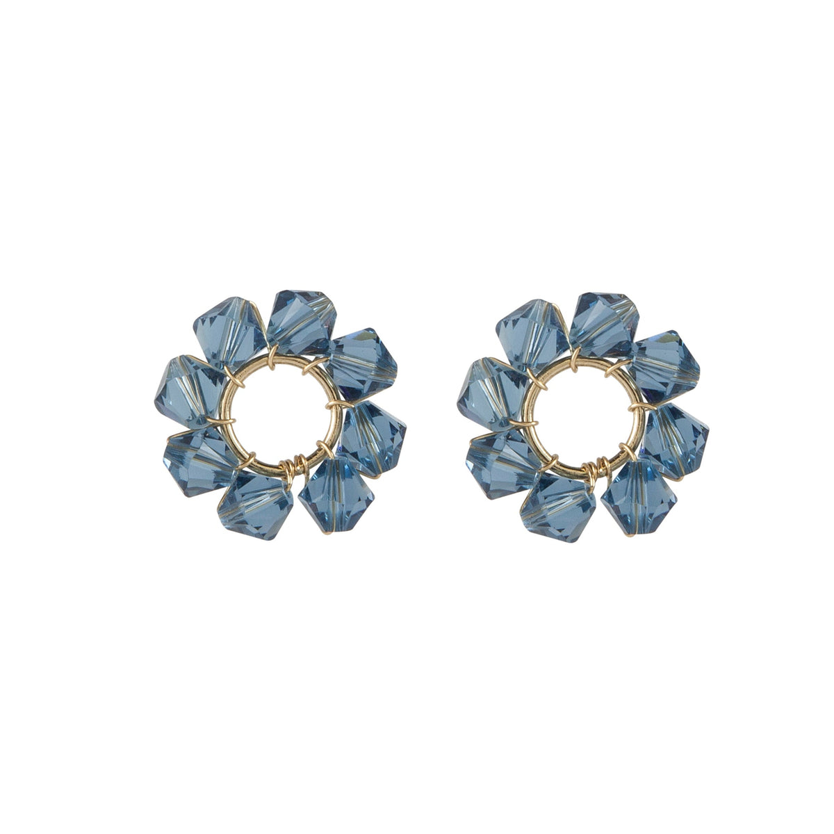 Blue Swarovski Crystal Circle Earrings