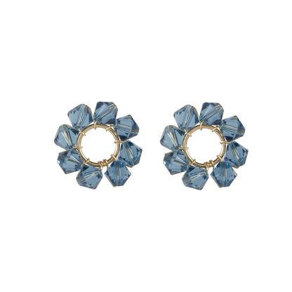 Blue Swarovski Crystal Circle Earrings