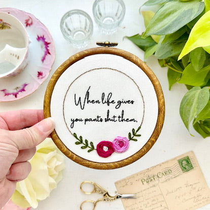 When life gives you pants / 6" Hand Embroidery Kit