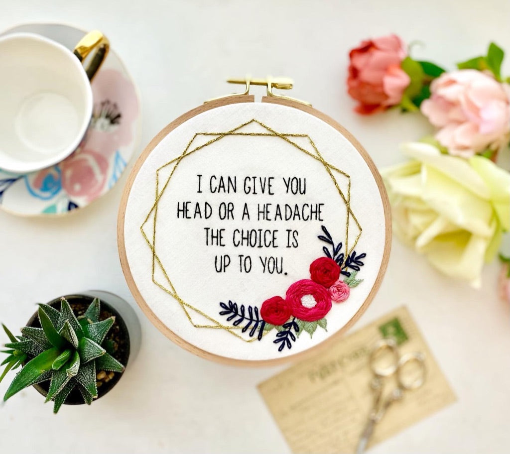 Head or a Headache // Embroidery PDF Pattern Download 6 inch